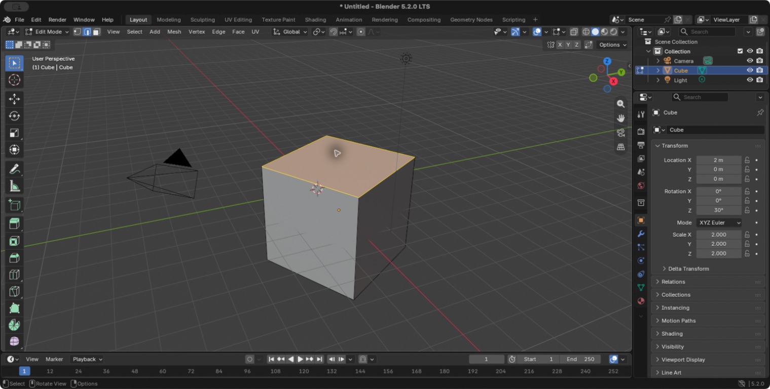 Blender에서 윗면을 돌출해 완성한 탑 형태